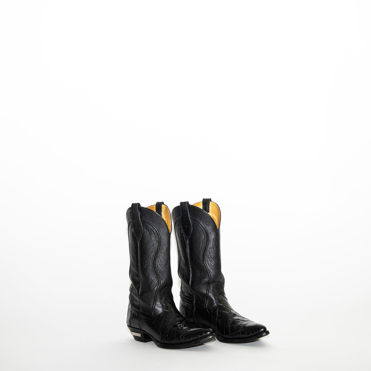 black woven-toe boot