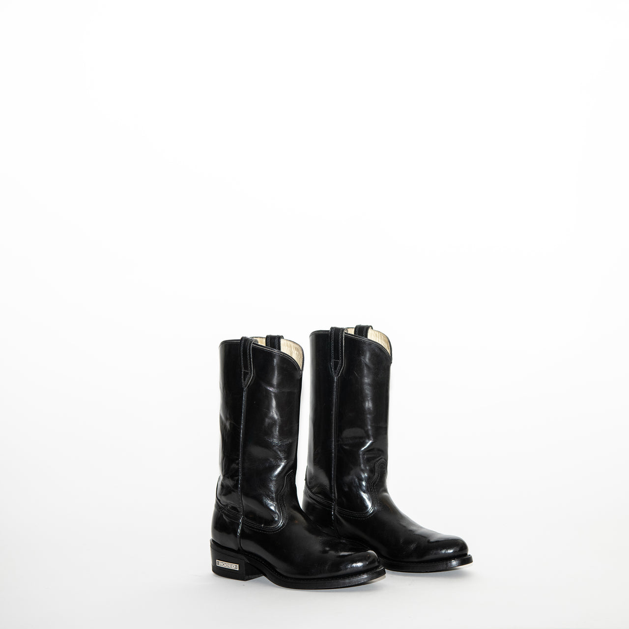 black patent leather riding boot