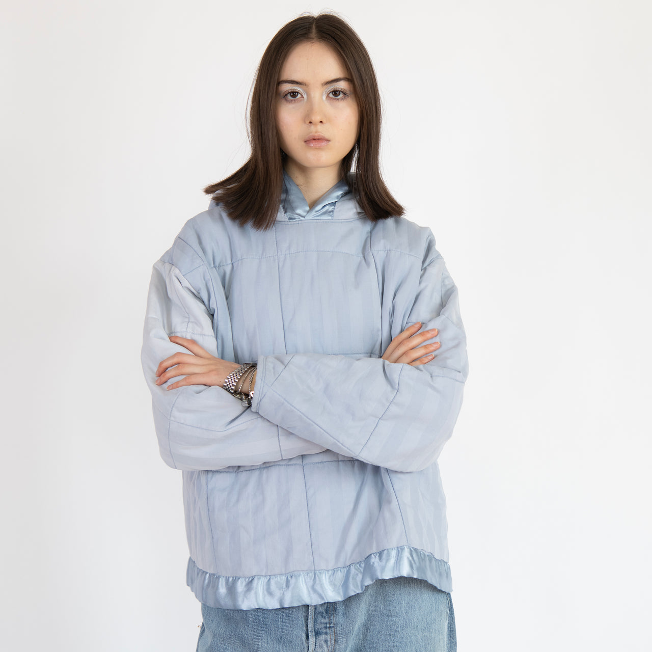 blue quilt hoodie